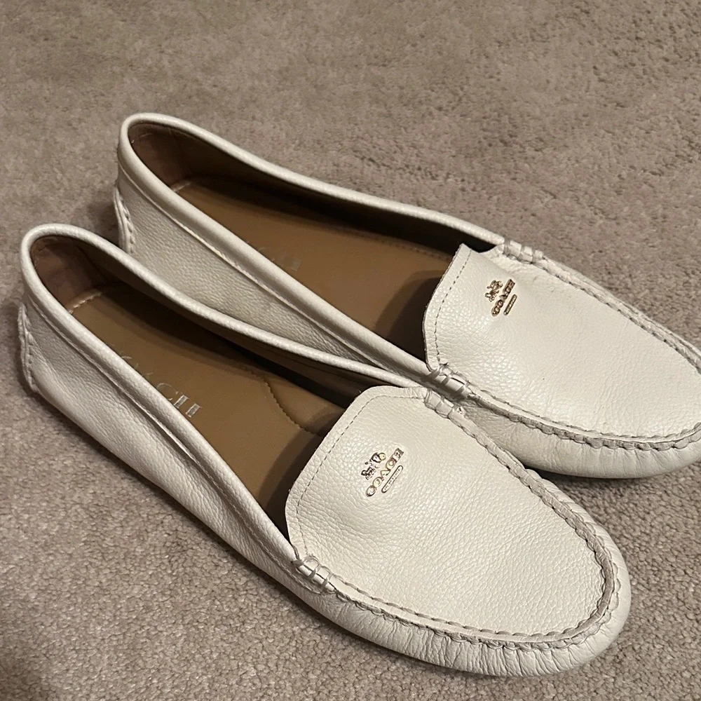 Coach Women's Cream Loafers - Picture 5 of 7